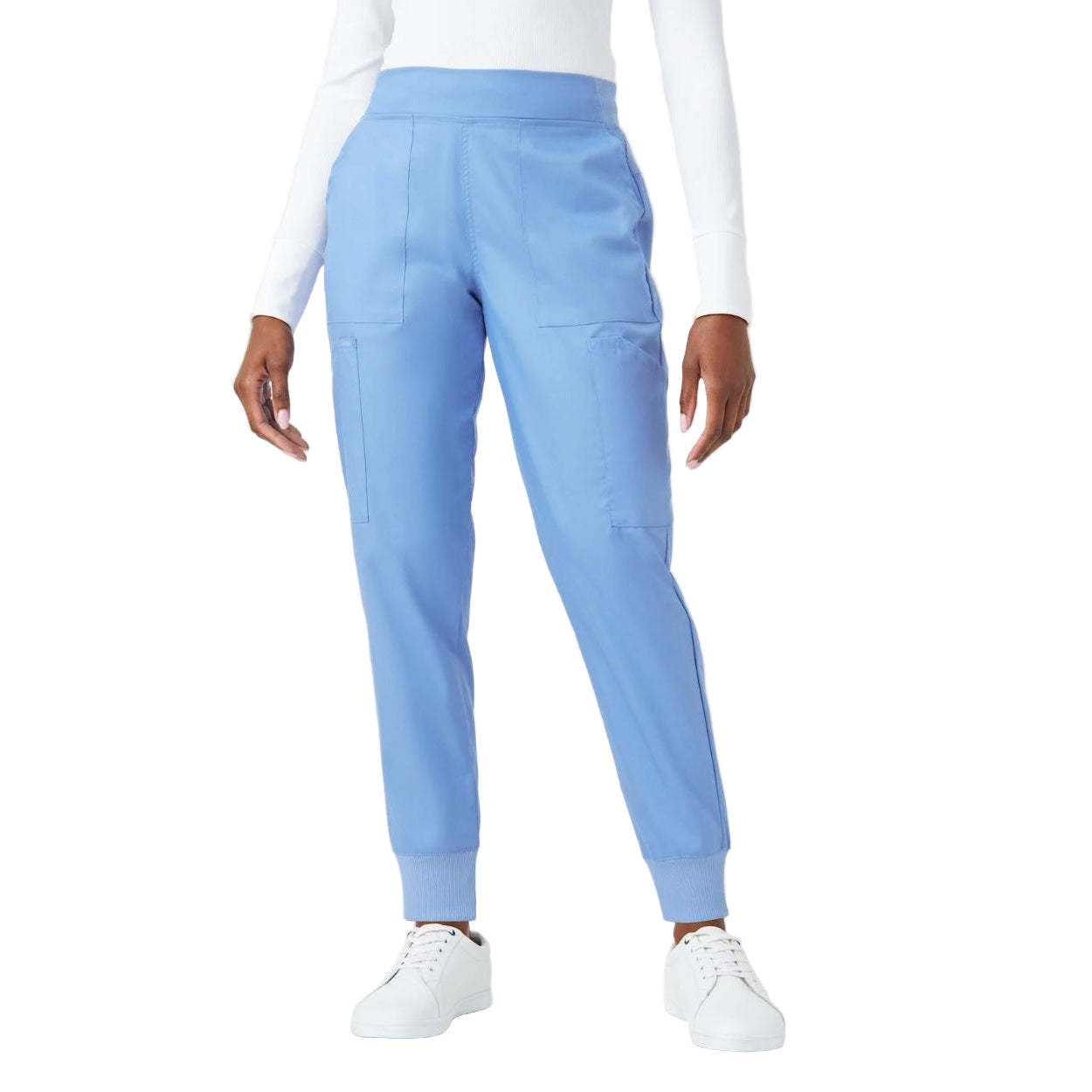 Ceil blue scrub pants on a white background