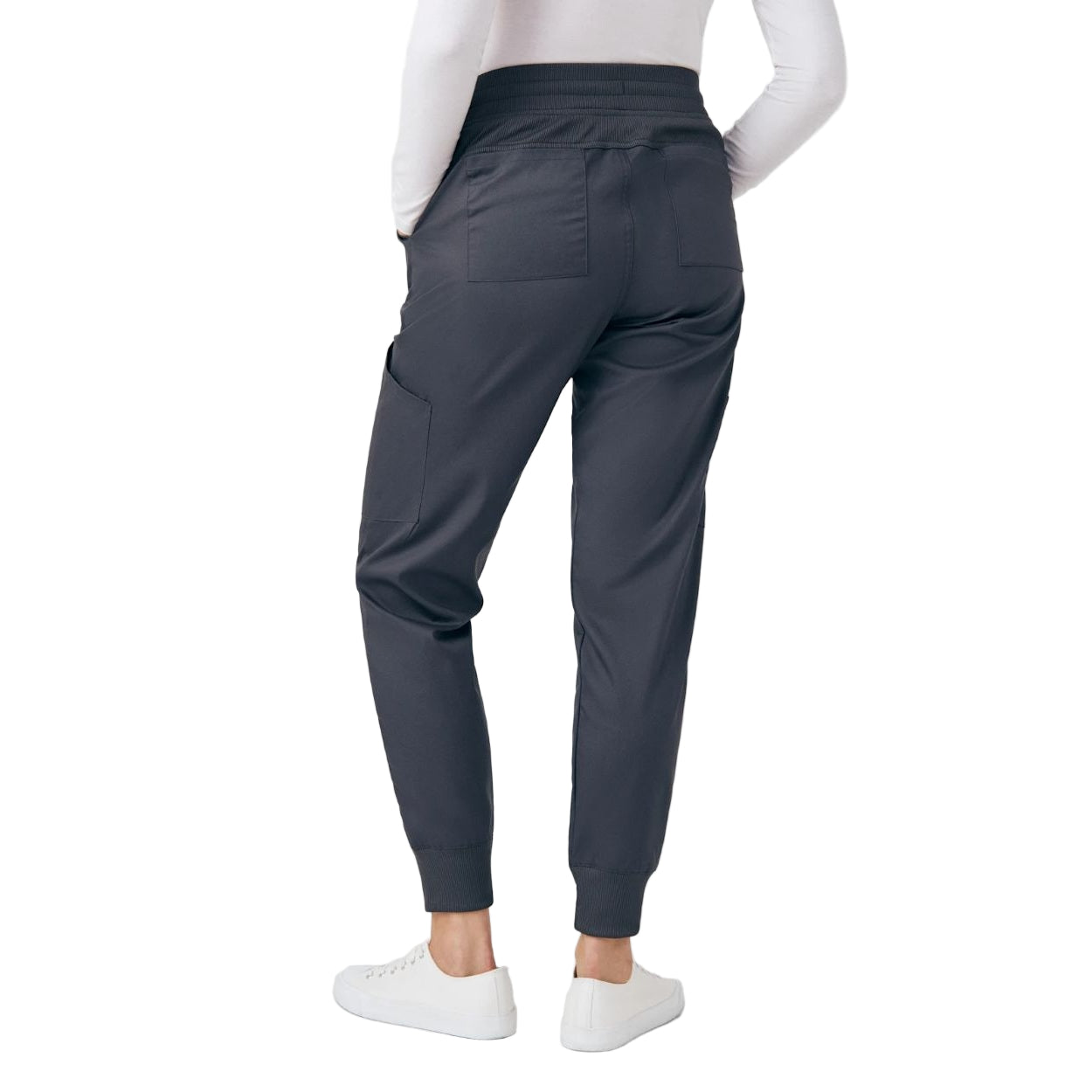 Graphite scrub pants on a white background