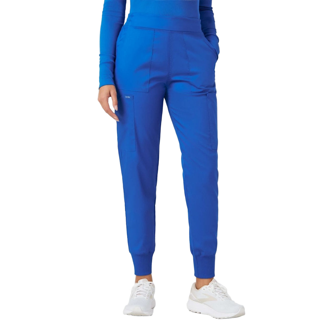 Royal blue scrub pants on a white background