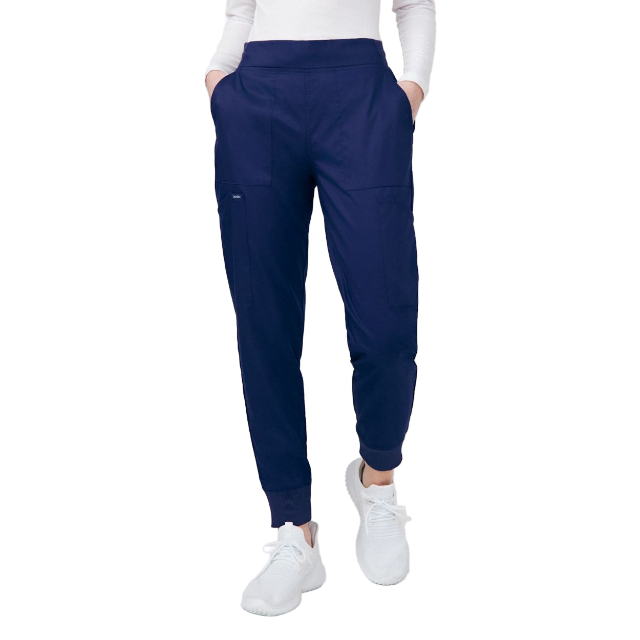 True navy scrub pants on a white background