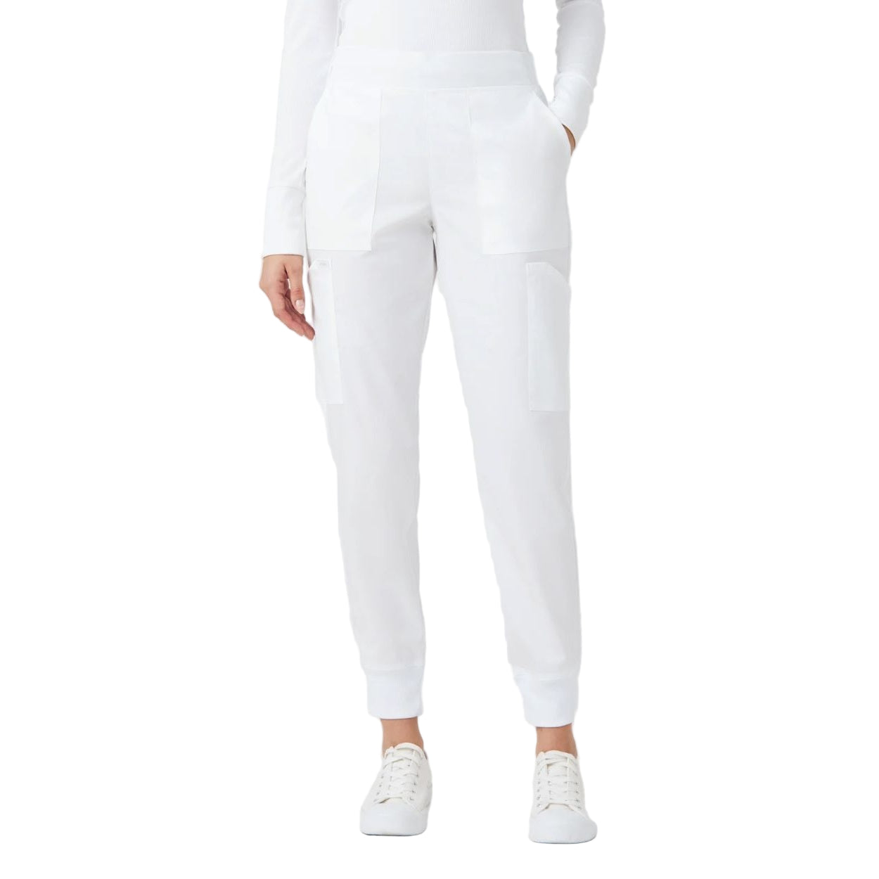 White scrub pants on a white background