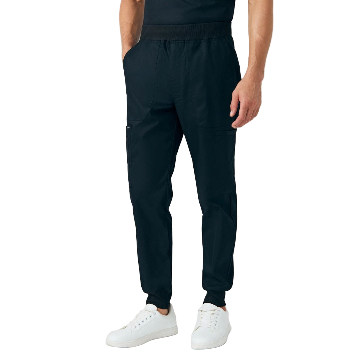 Black scrub pants on a white background