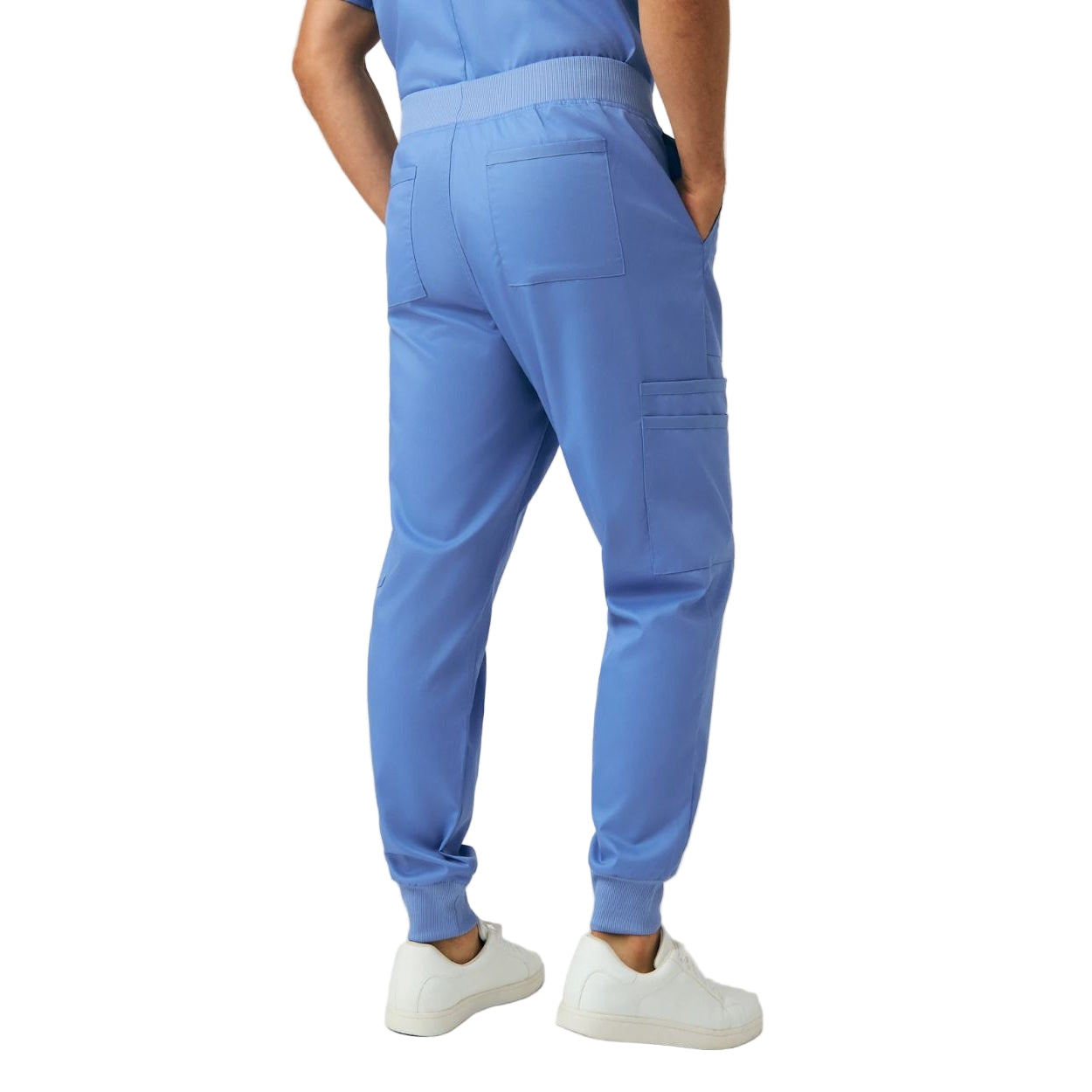 Ceil blue scrub pants on a white background