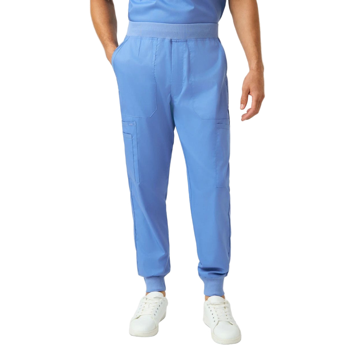 Ceil blue scrub pants on a white background