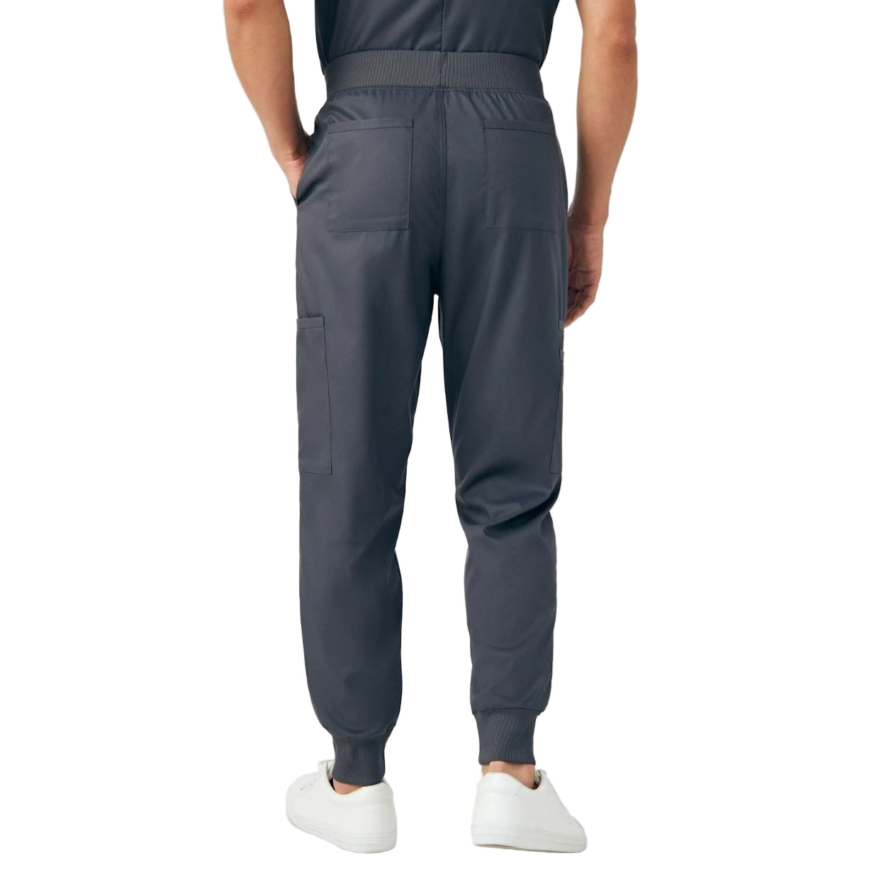 Graphite scrub pants on a white background