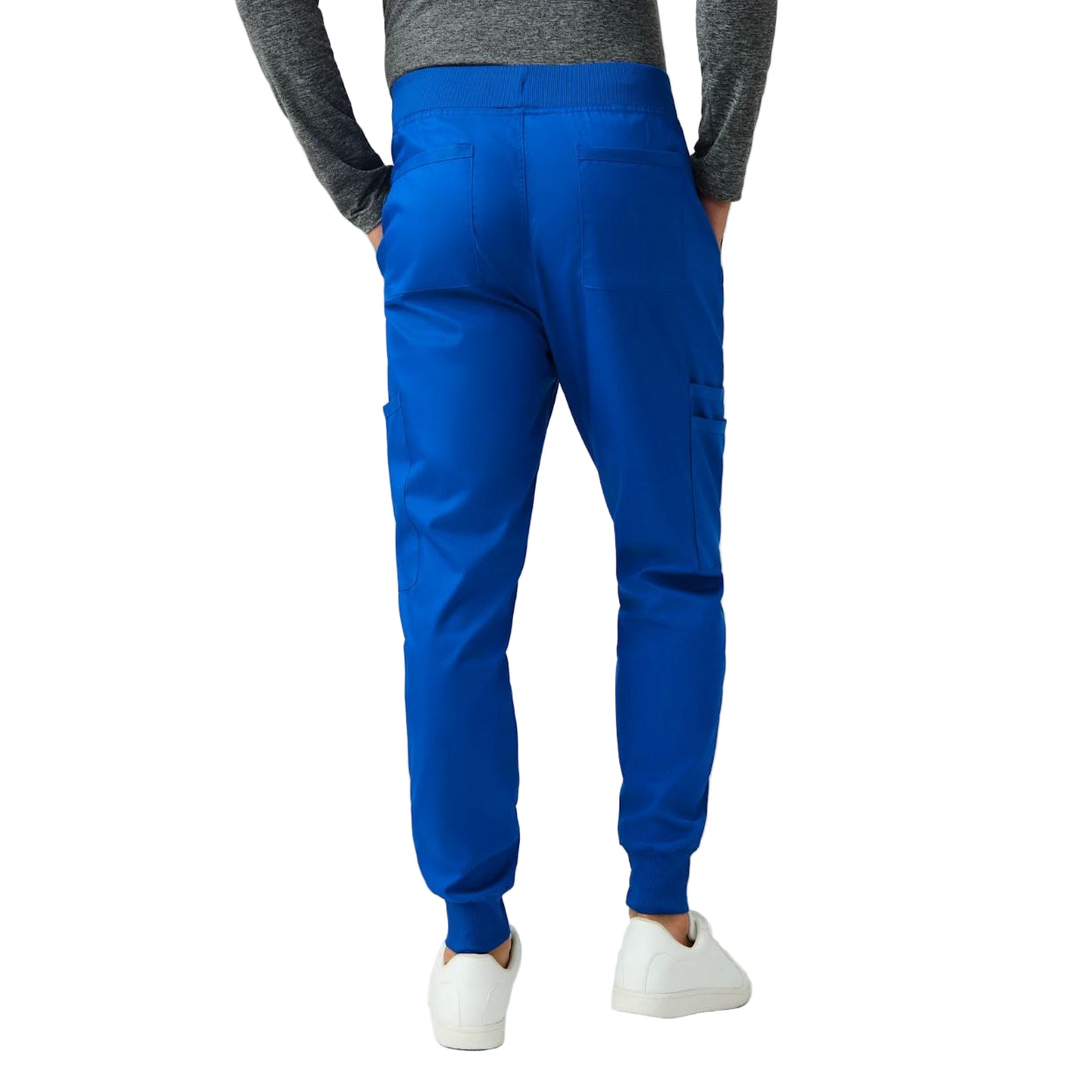 Royal blue scrub pants on a white background