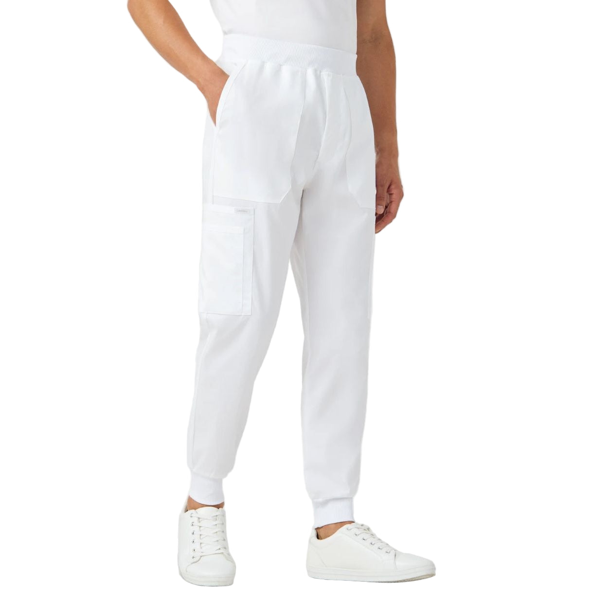 White scrub pants on a white background