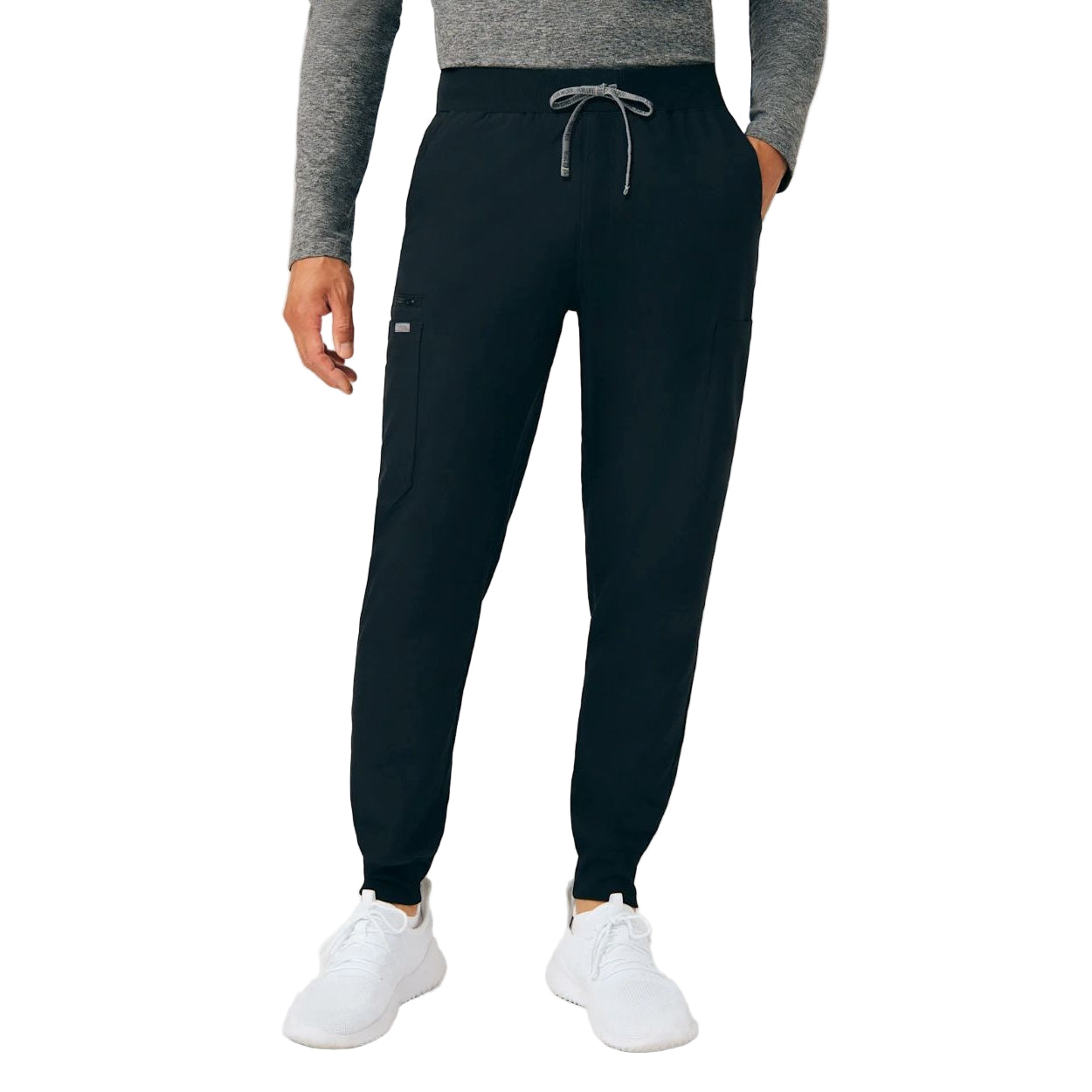 Black scrub pants on a white background