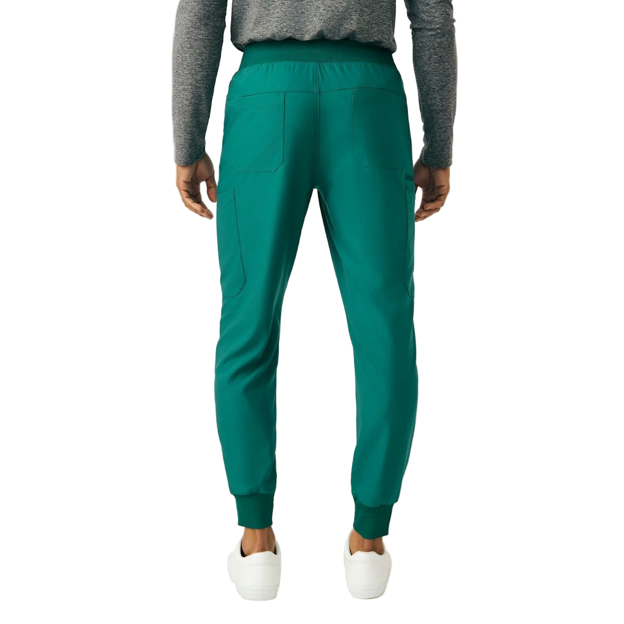 Hunter green scrub pants on a white background