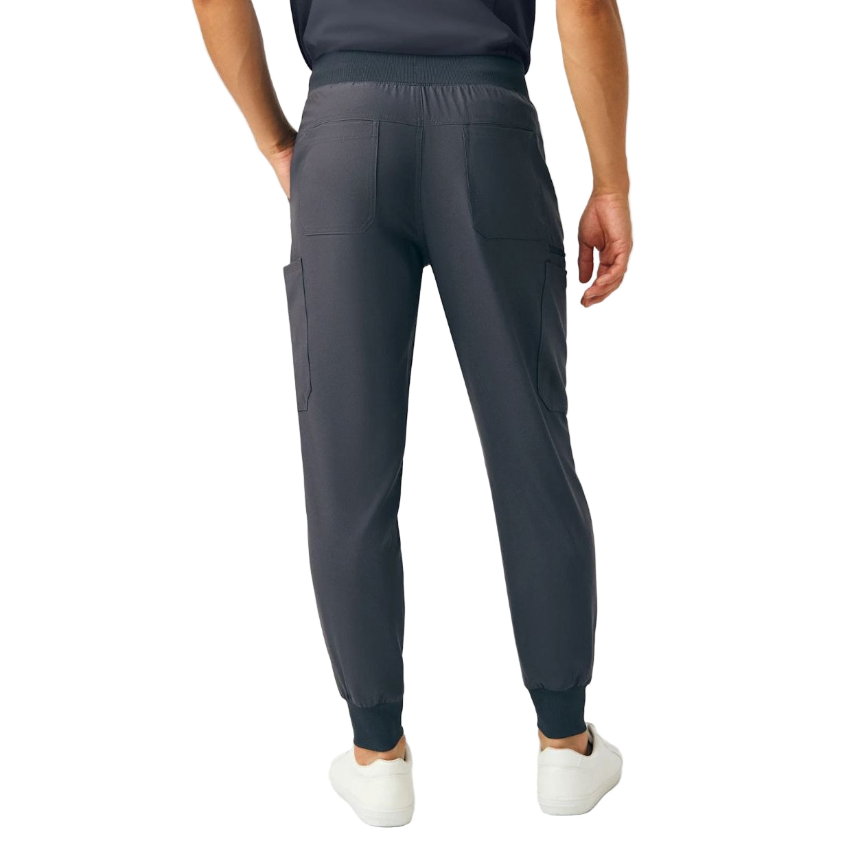 Pewter scrub pants on a white background