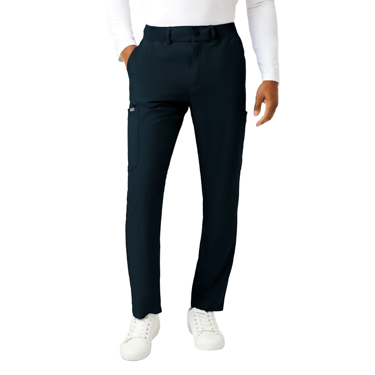 Black scrub pants on a white background