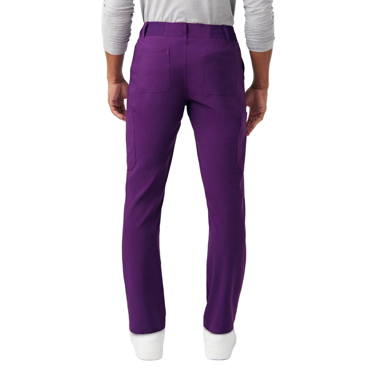 Eggplant scrub pants on a white background