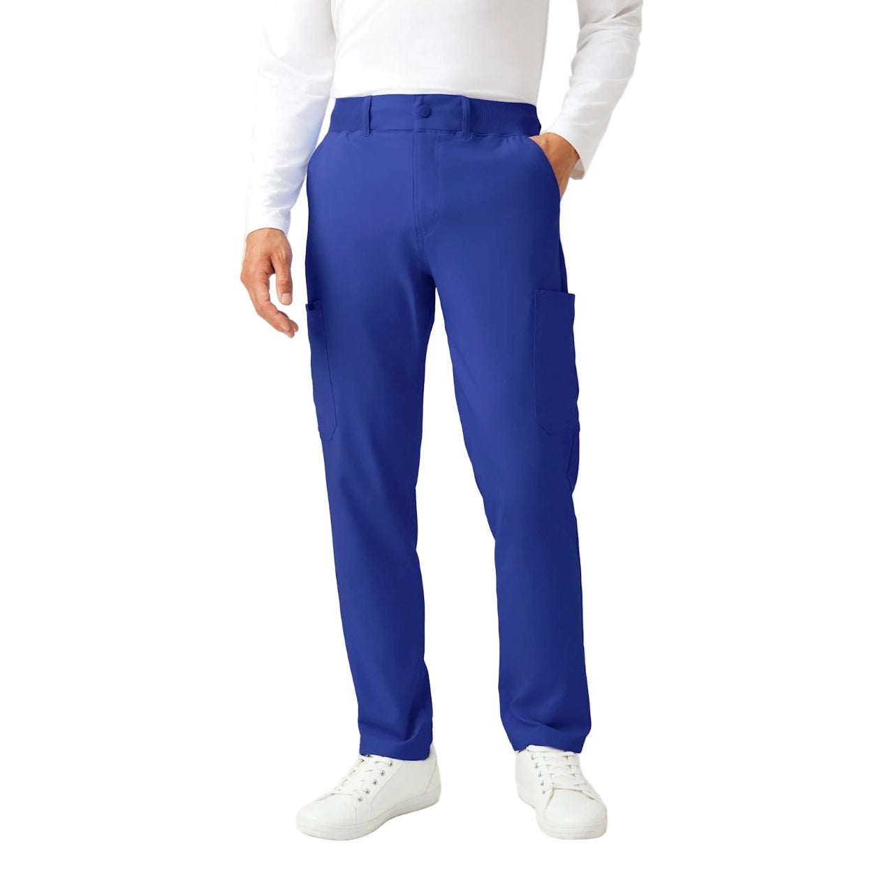 Galaxy scrub pants on a white background