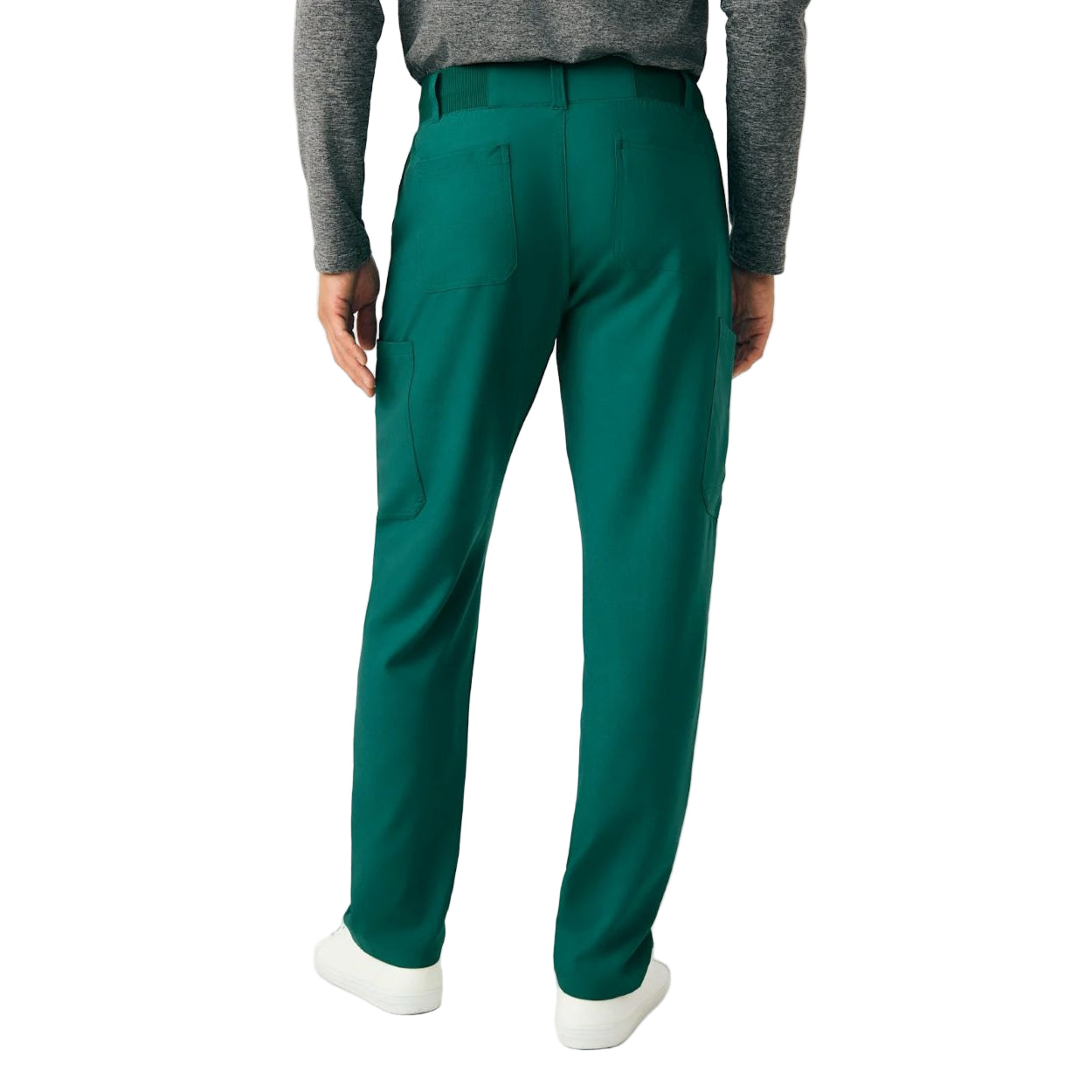 Hunter green scrub pants on a white background