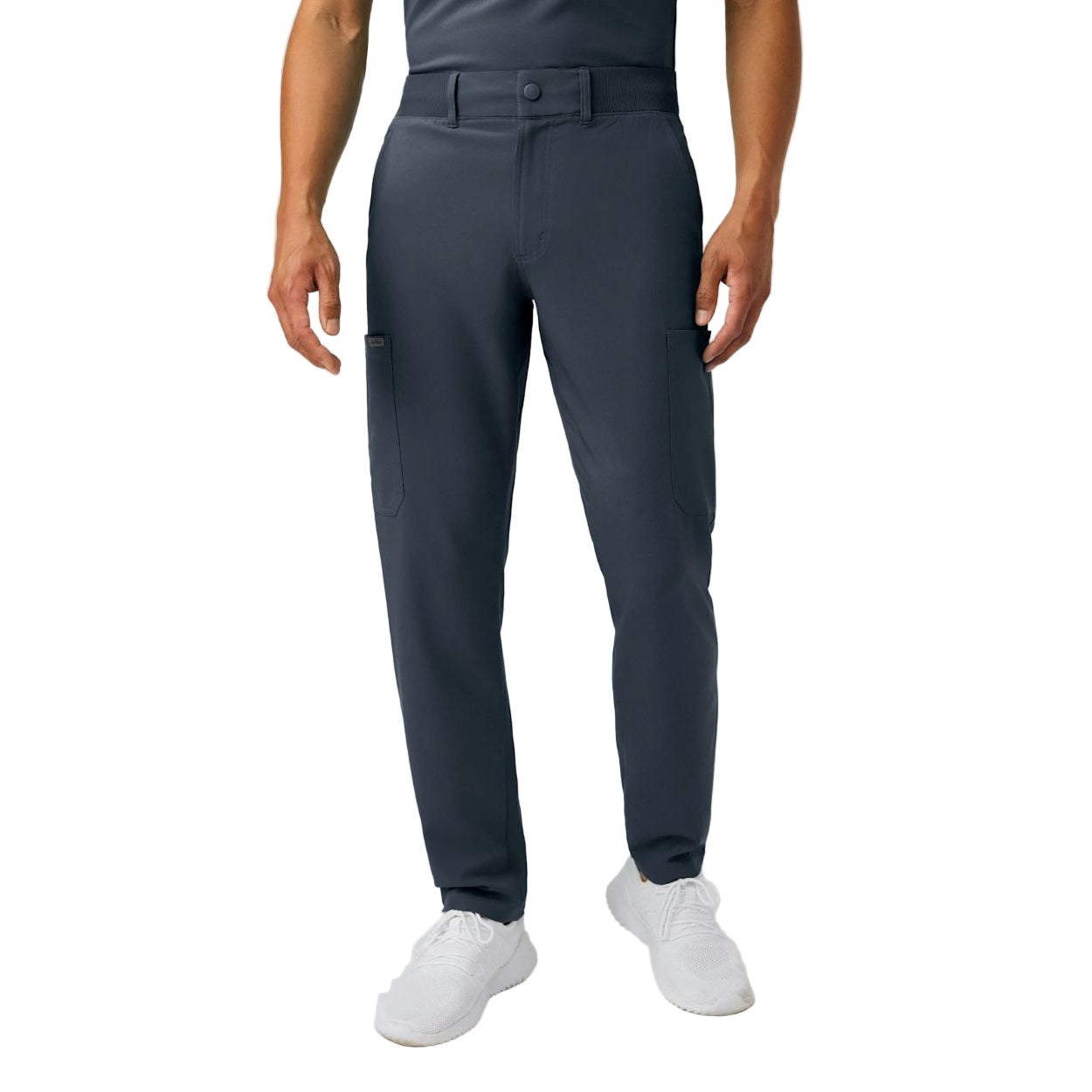 Pewter scrub pants on a white background