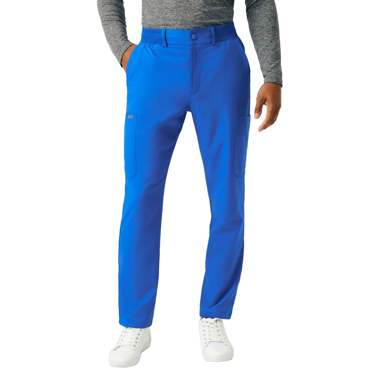 Royal blue scrub pants on a white background