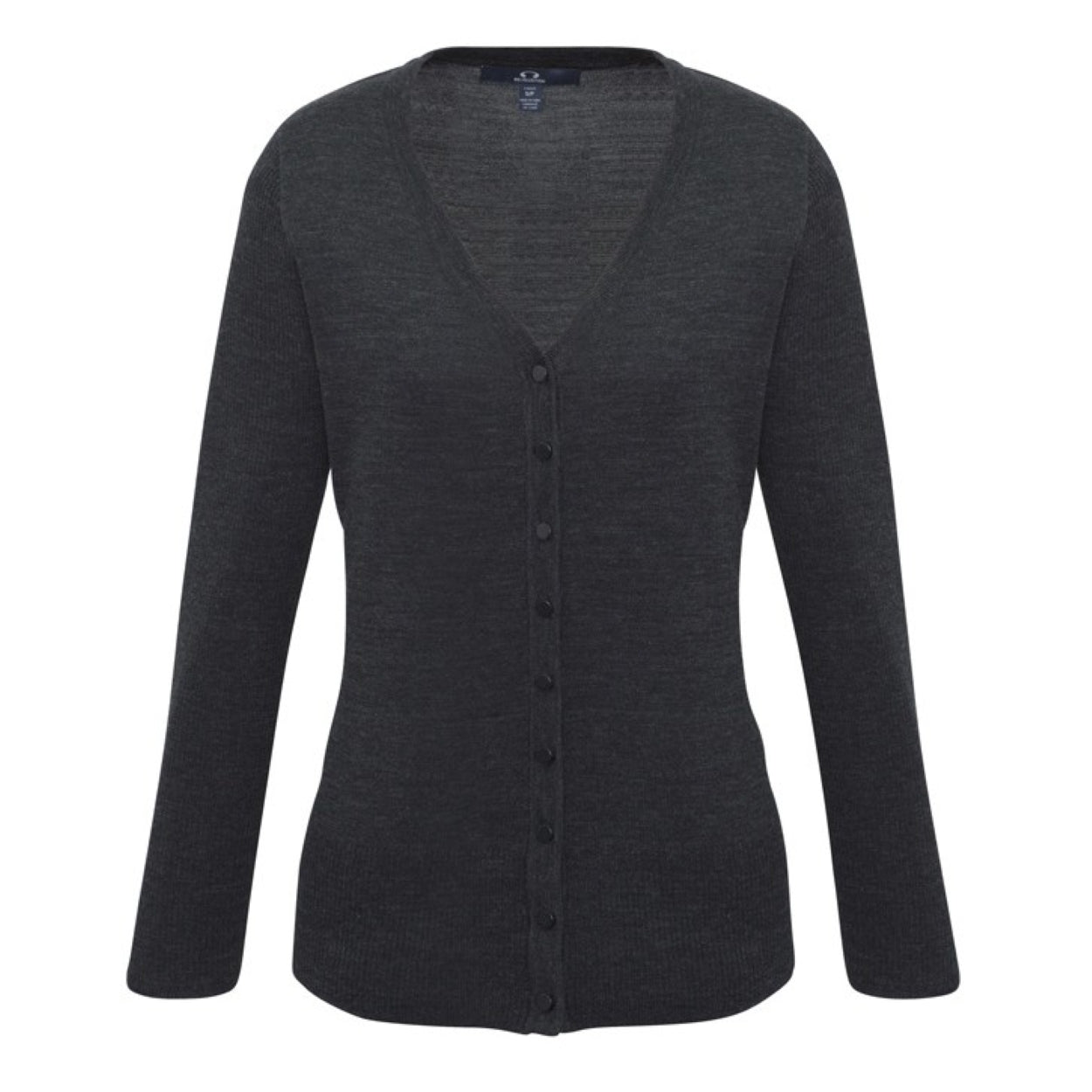 Charcoal cardigan on a white background