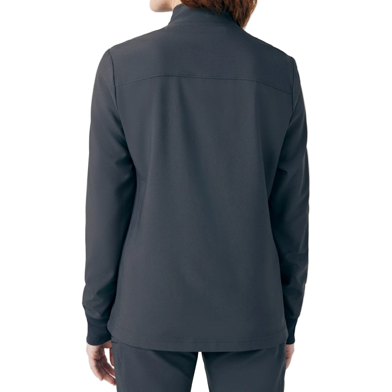 Pewter scrub jacket on a white background
