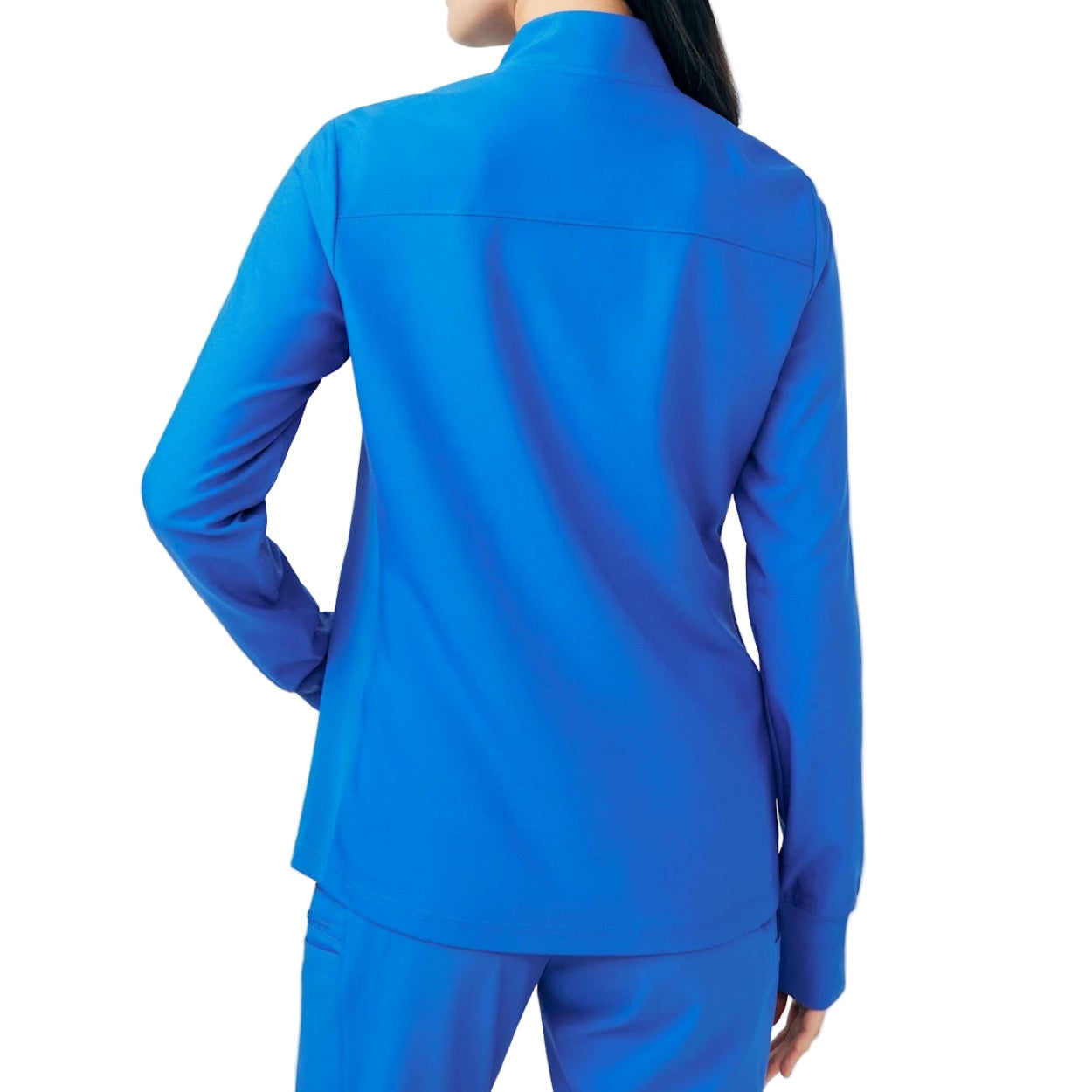 Royal blue scrub jacket on a white background