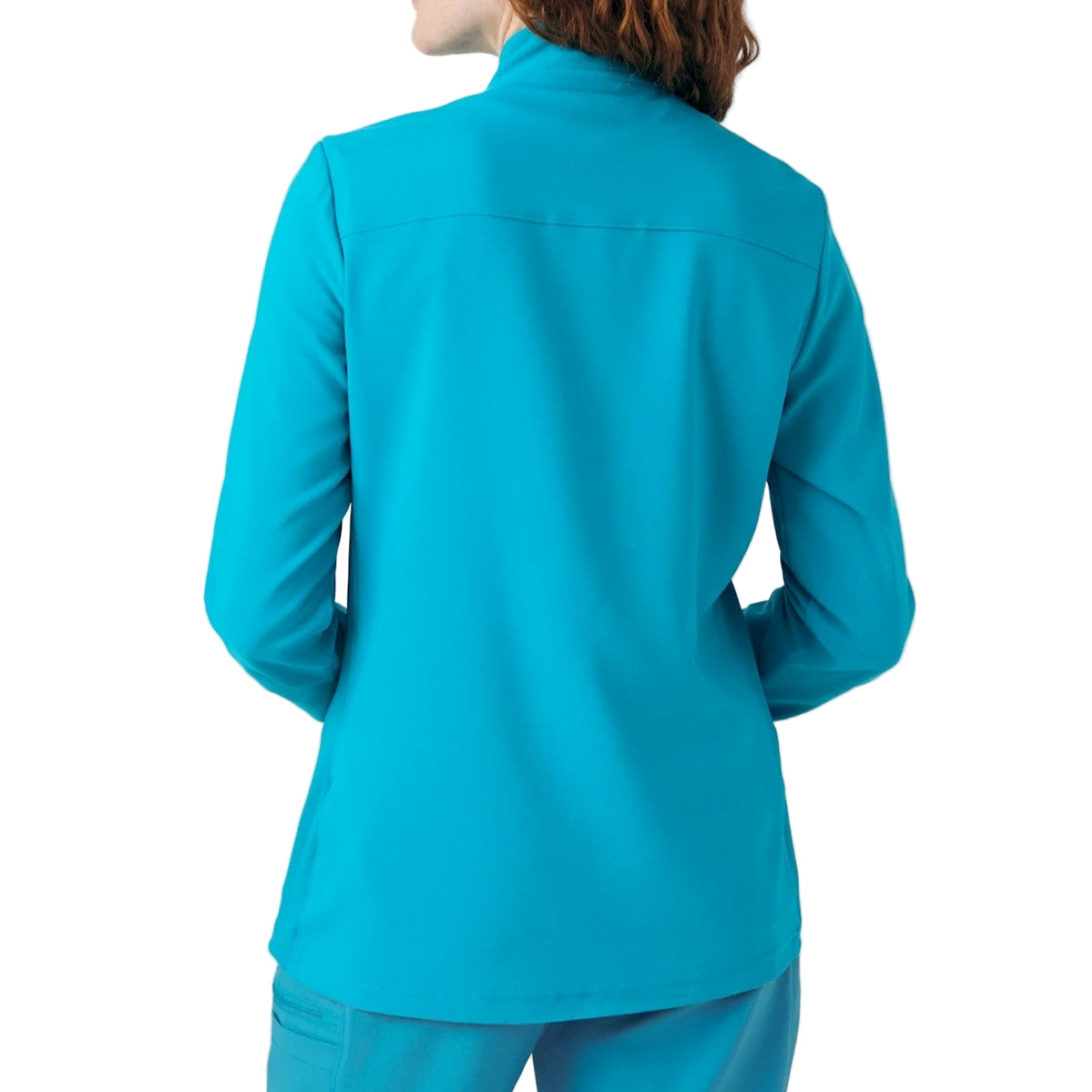 Teal scrub jacket on a white background