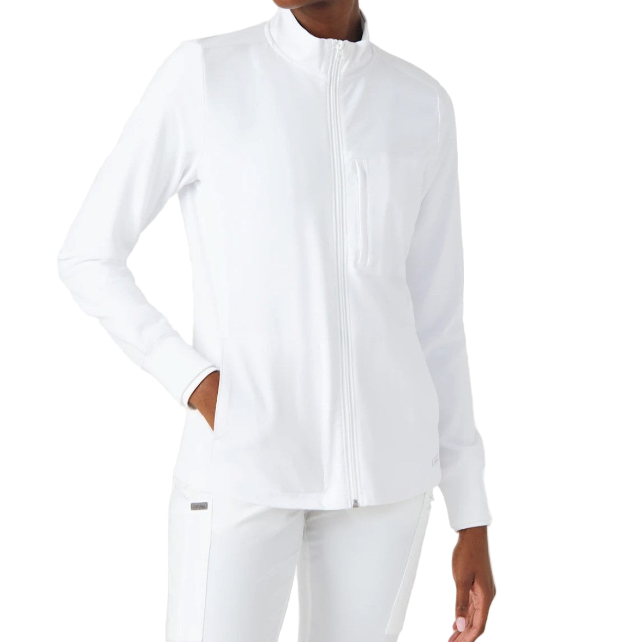 White scrub jacket on a white background