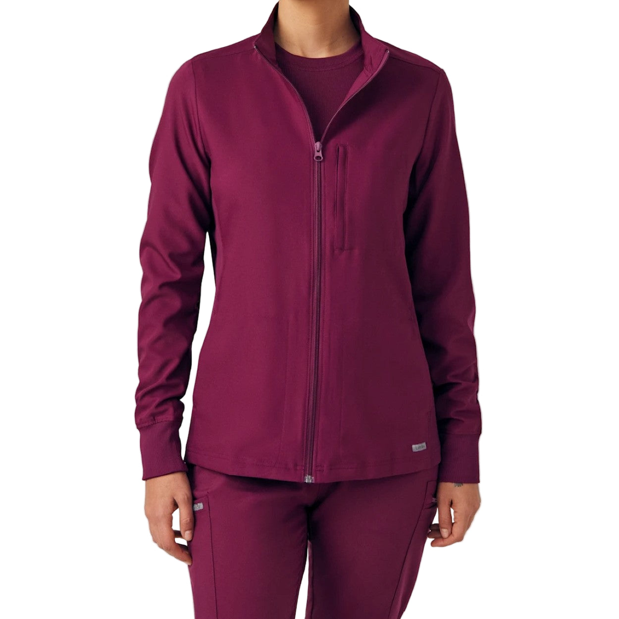 Wine scrub jacket on a white background