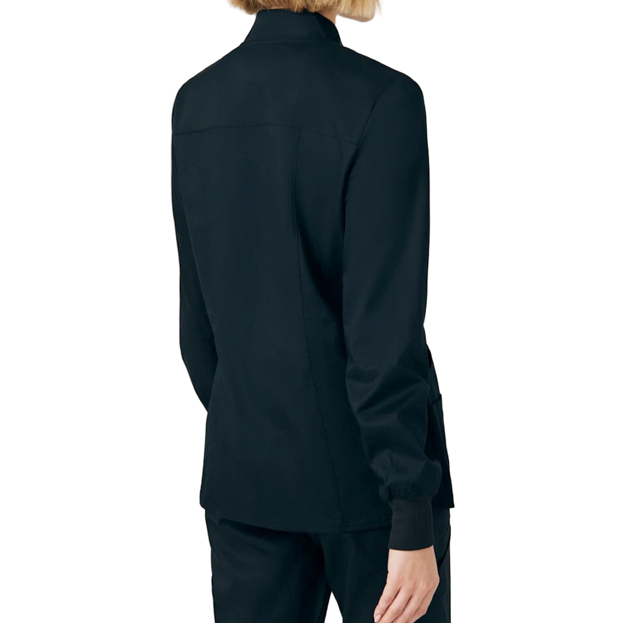 Black scrub jacket on a white background