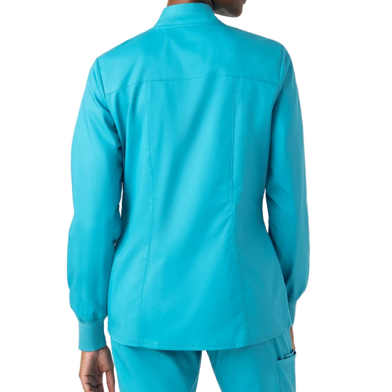 Teal scrub jacket on a white background