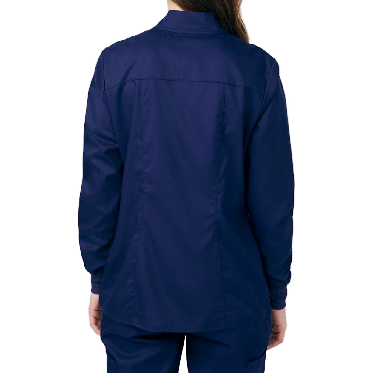 True navy scrub jacket on a white background