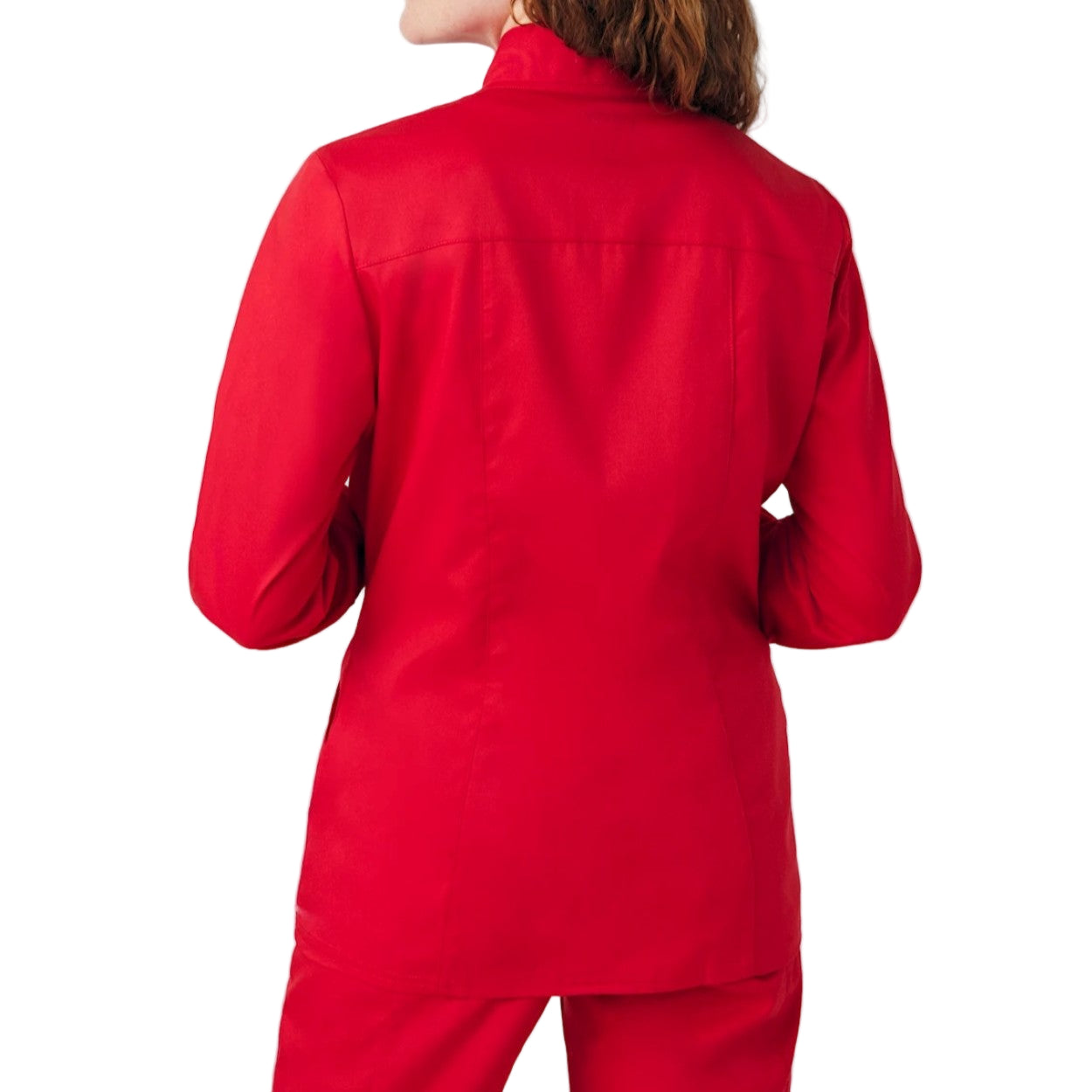 True red scrub jacket on a white background