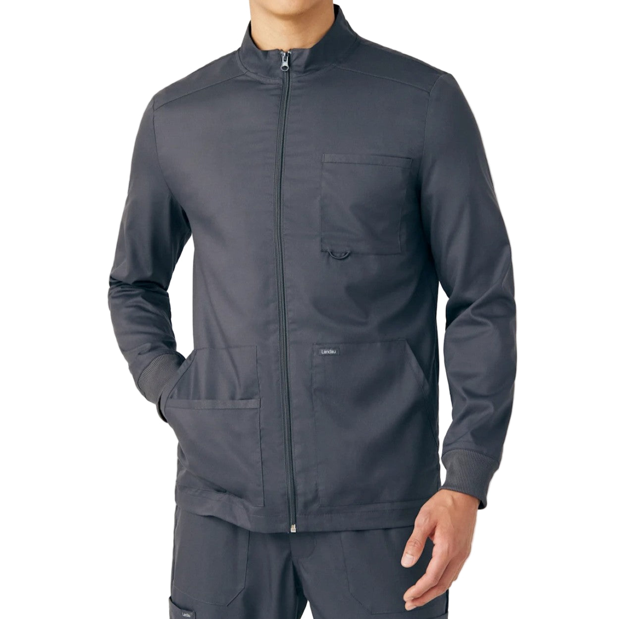 Graphite scrub jacket on a white background