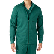 Hunter green scrub jacket on a white background
