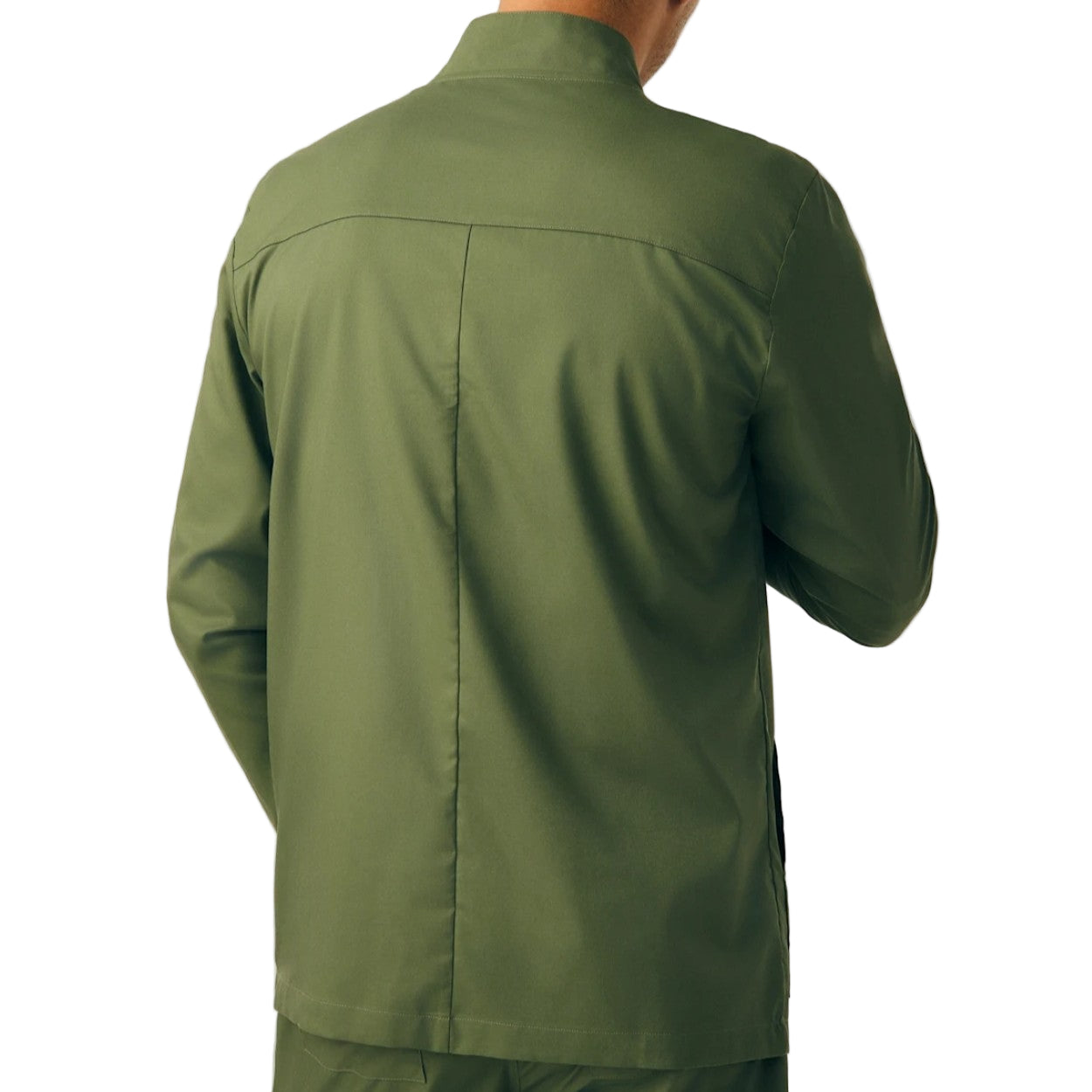 Olive moss scrub jacket on a white background