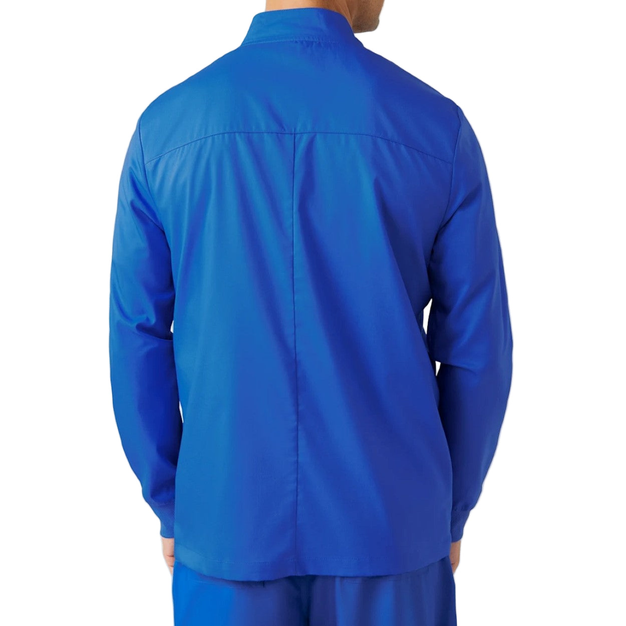 Royal blue scrub jacket on a white background