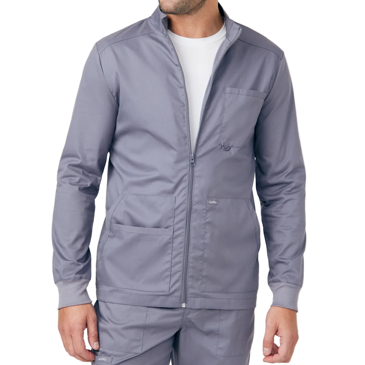 Steel scrub jacket on a white background
