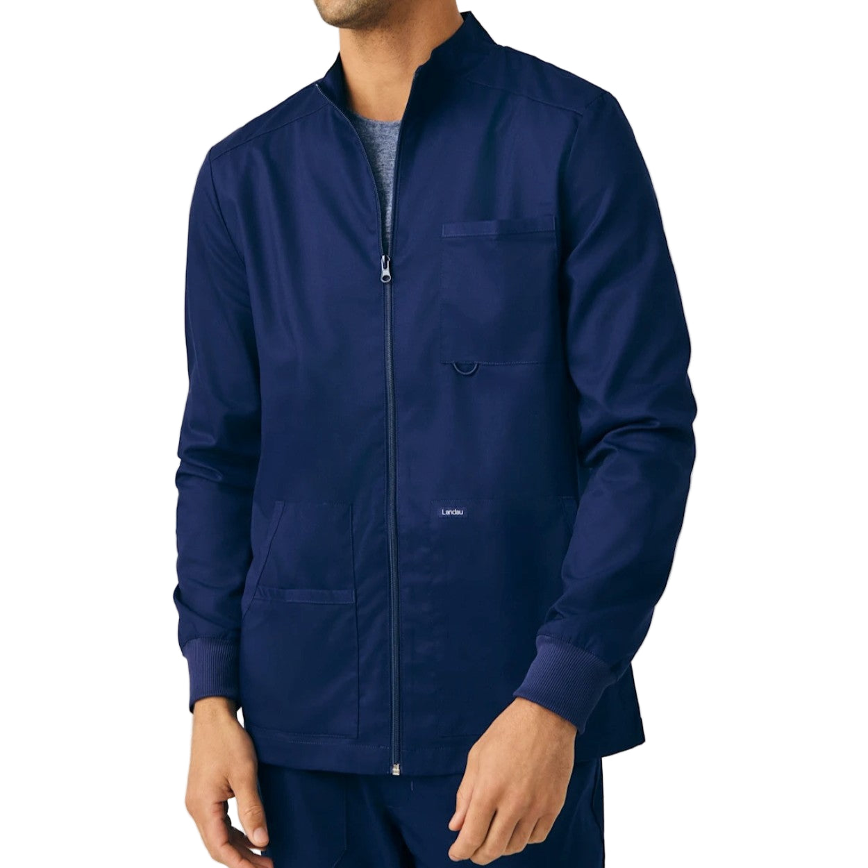 True navy scrub jacket on a white background