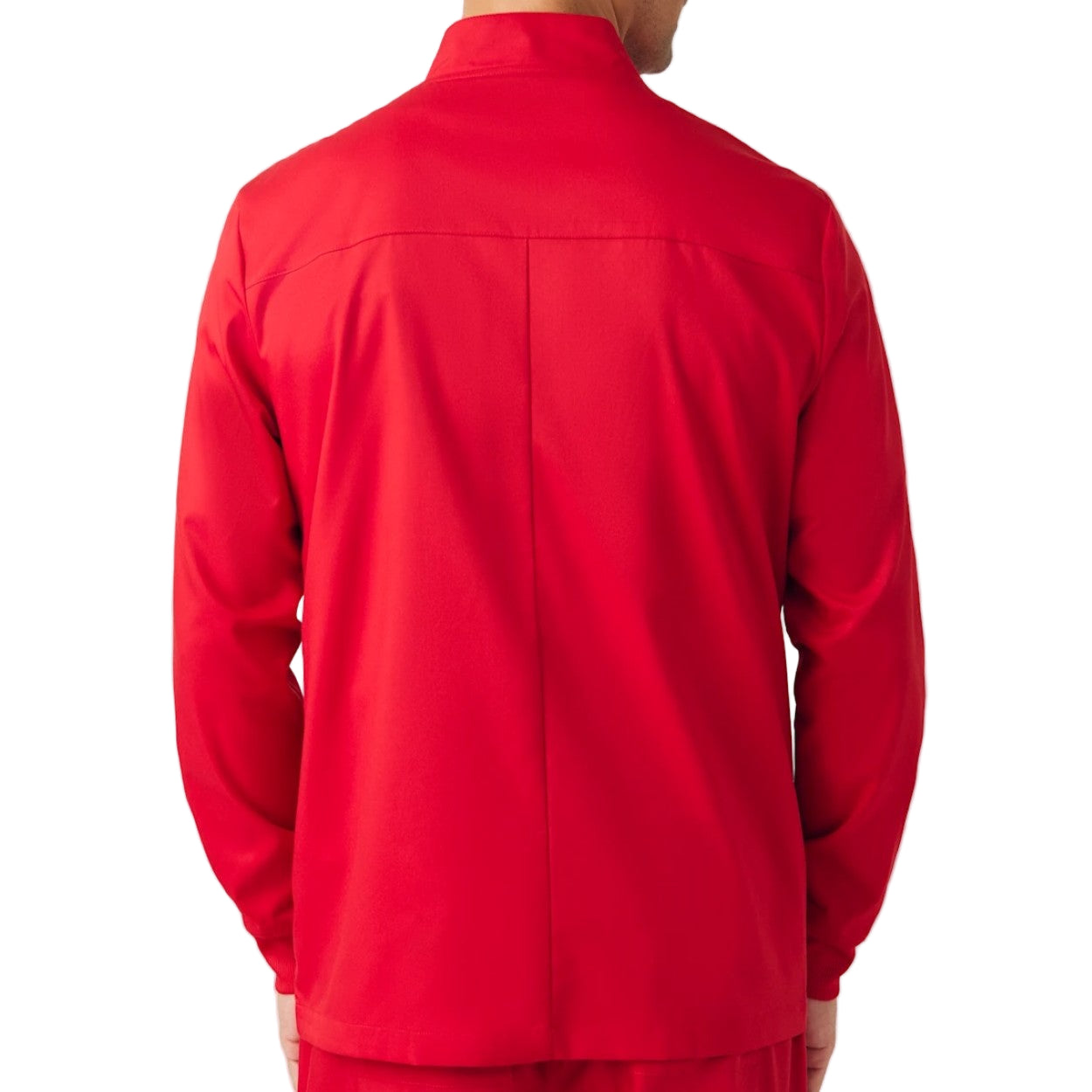 True red scrub jacket on a white background