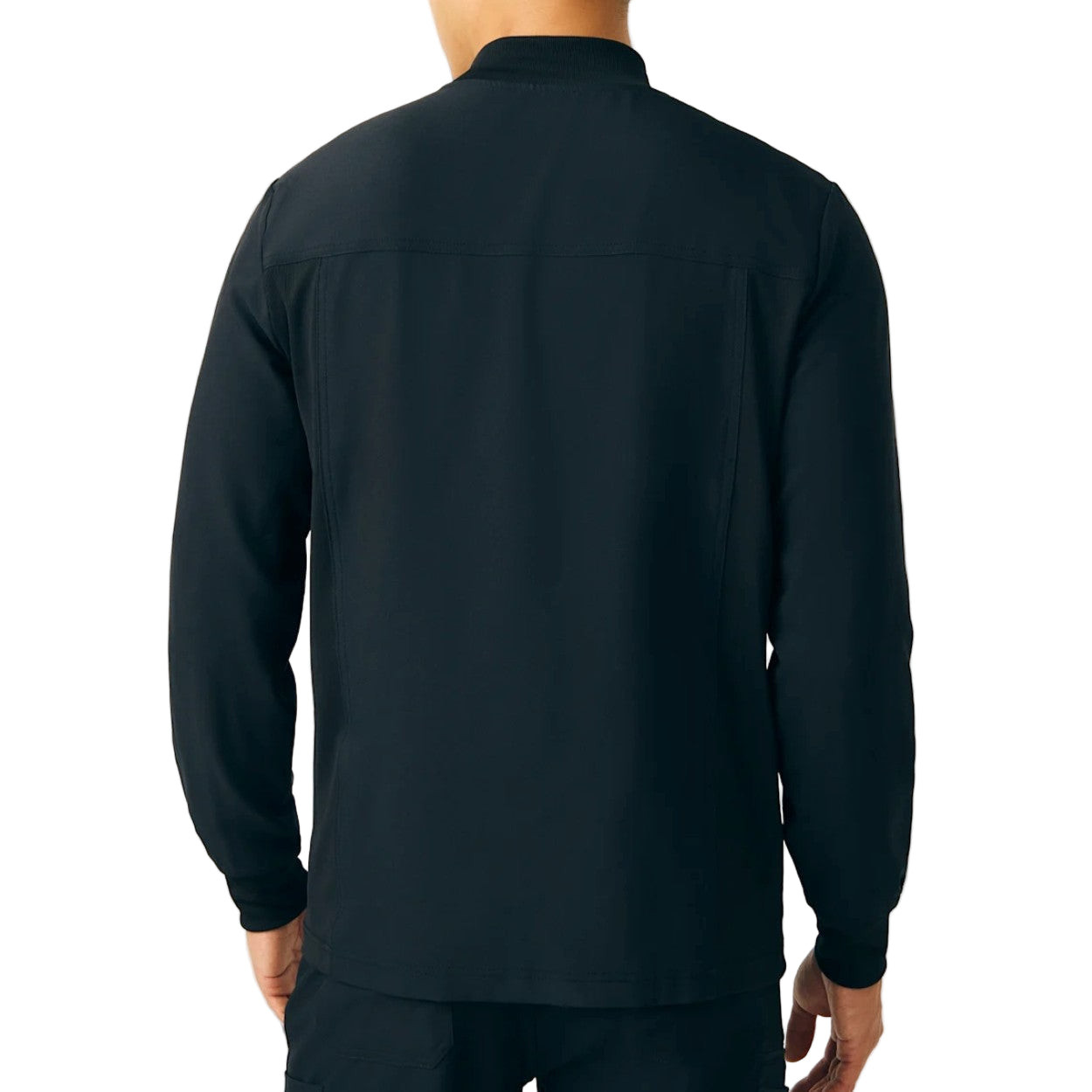 Black scrub jacket on a white background