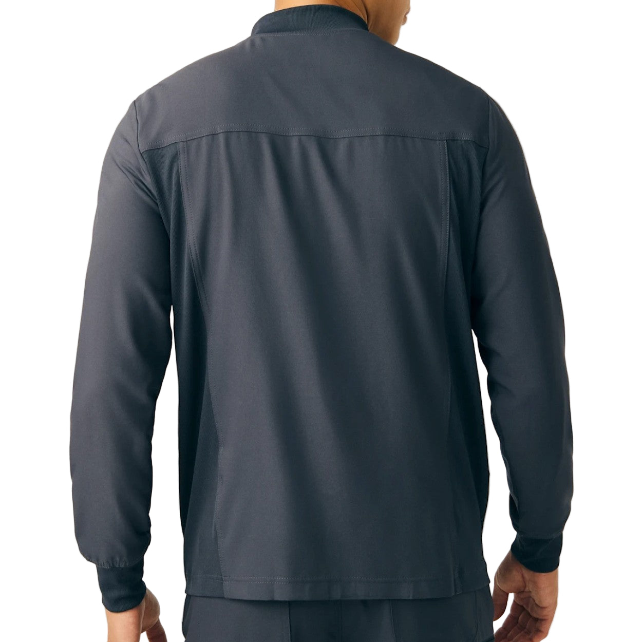 Pewter scrub jacket on a white background