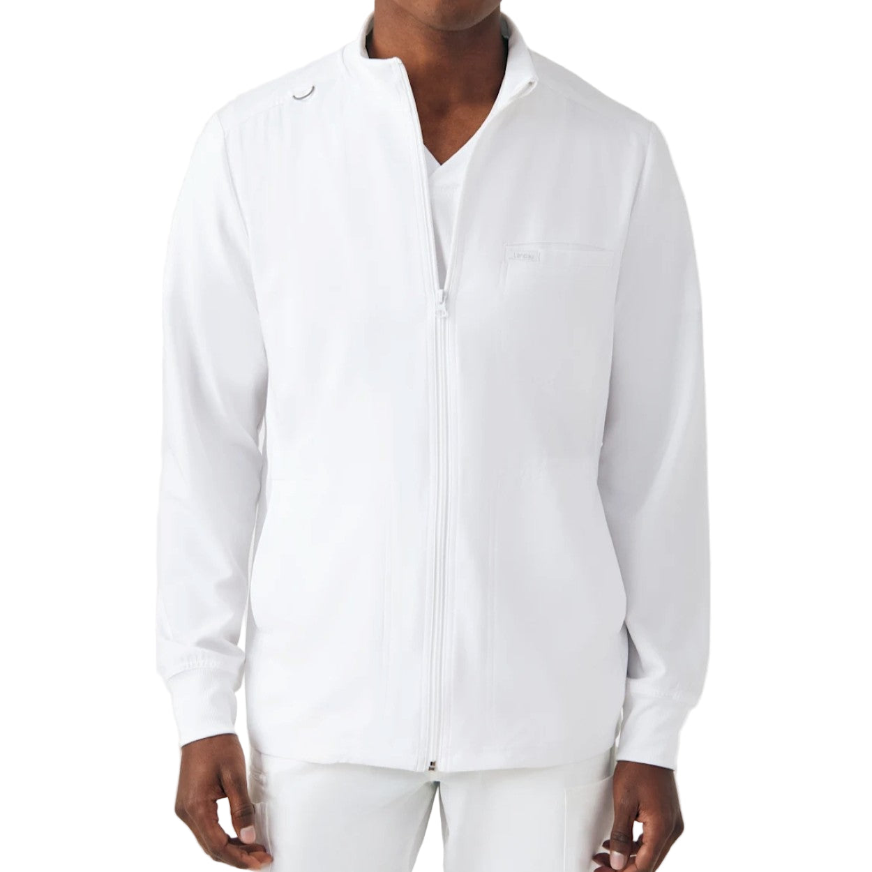 White scrub jacket on a white background