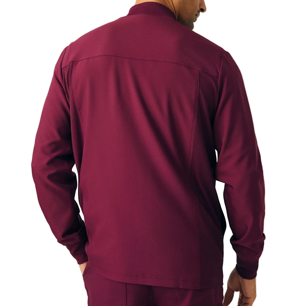 Wine scrub jacket on a white background