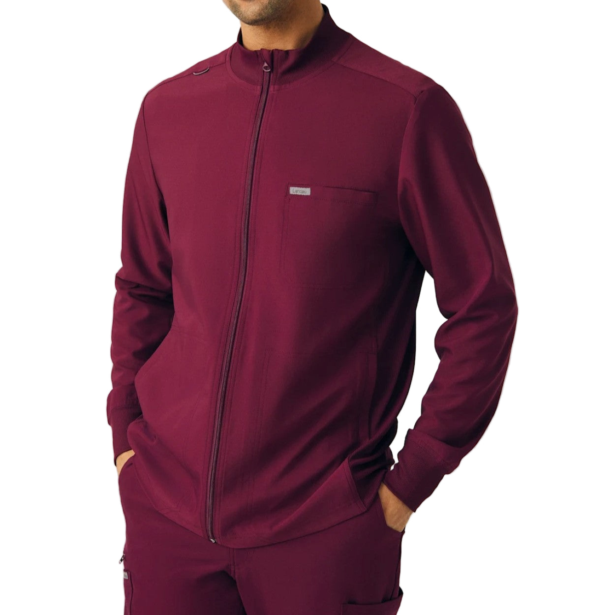Wine scrub jacket on a white background