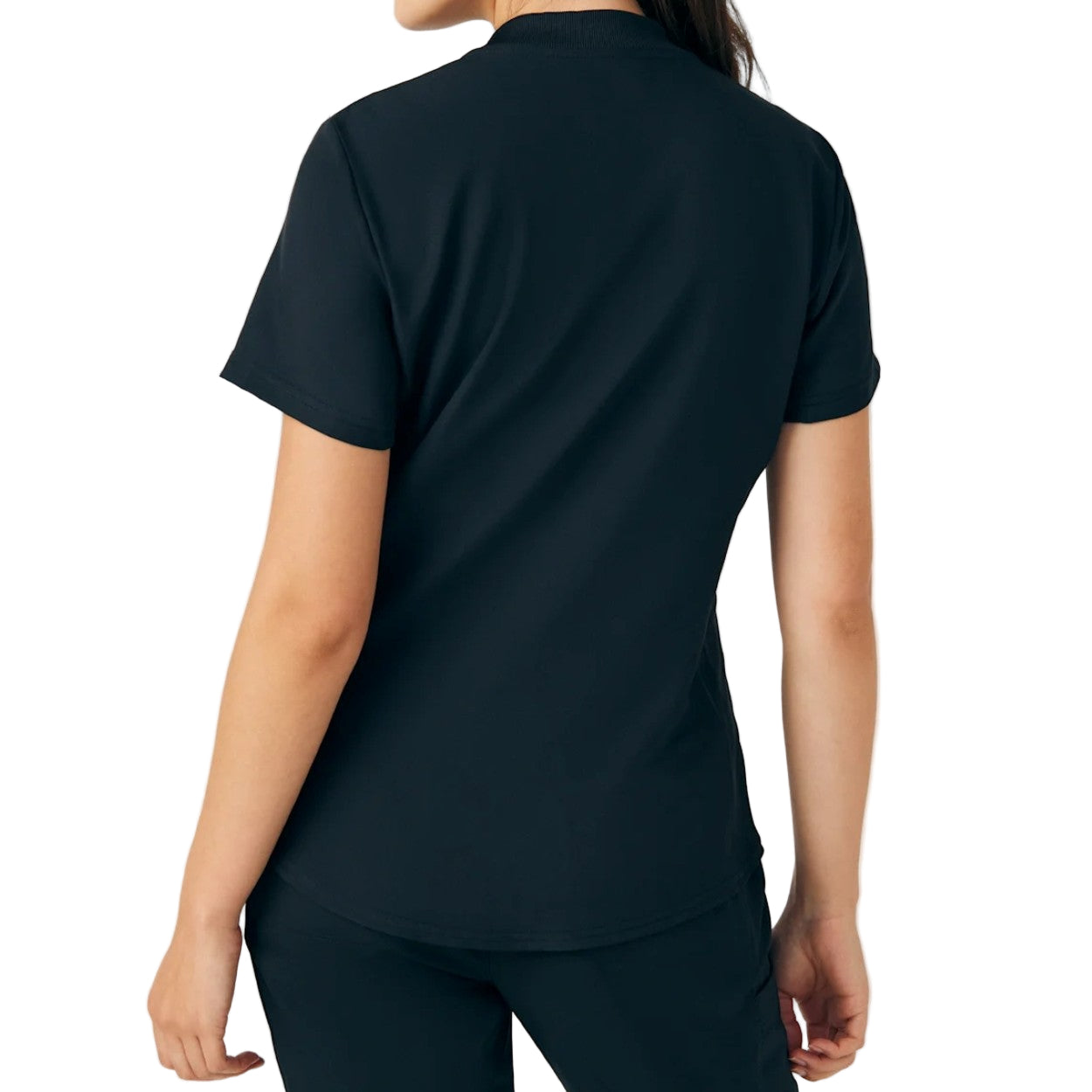 Black scrub top on a white background