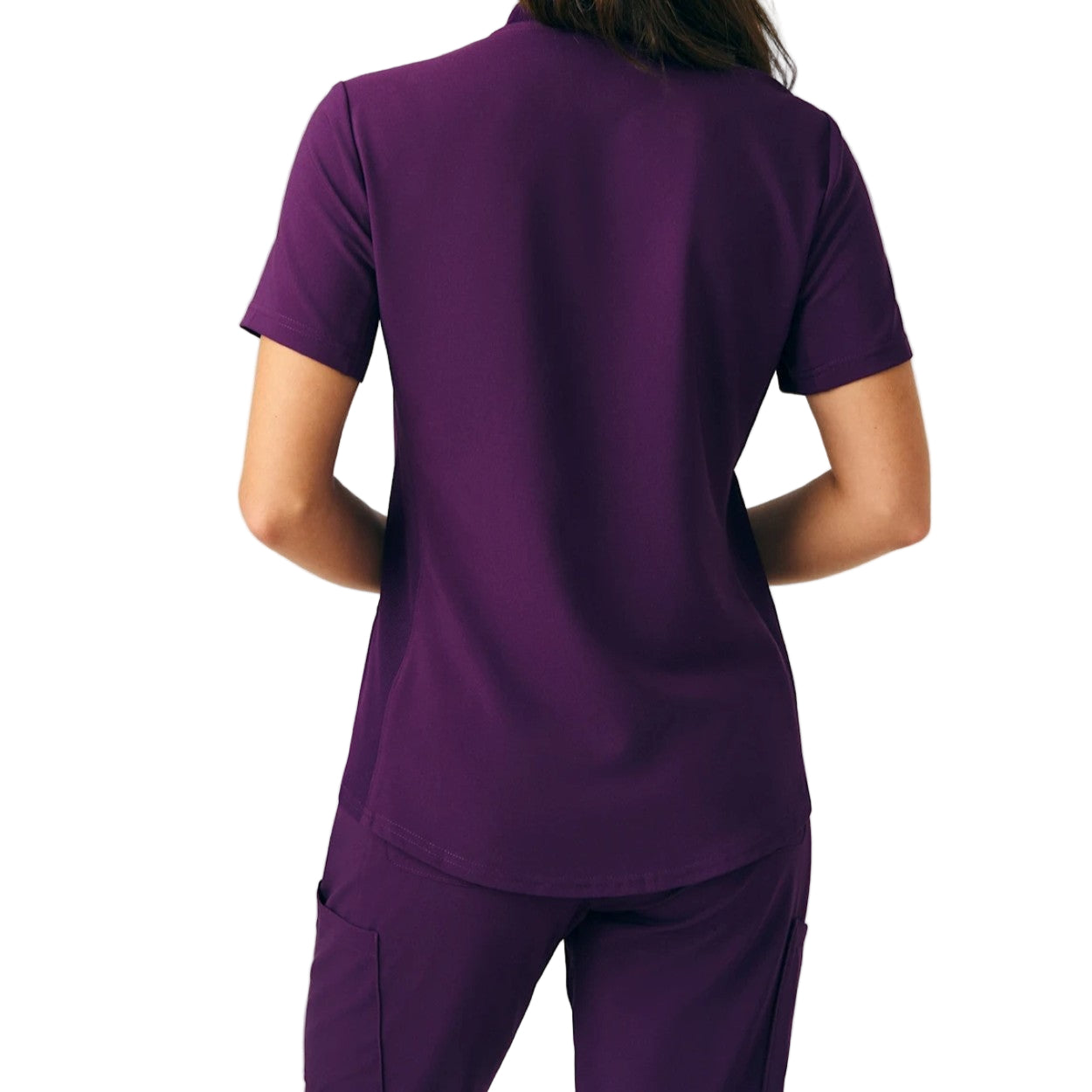Eggplant scrub top on a white background