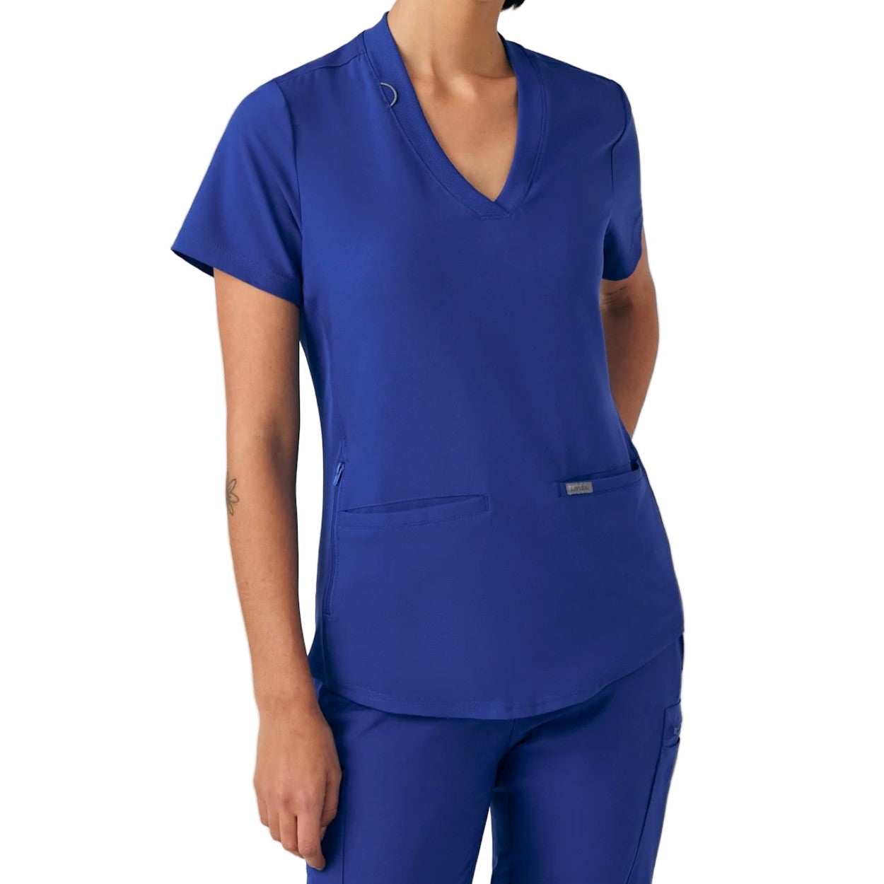 Galaxy scrub top on a white background