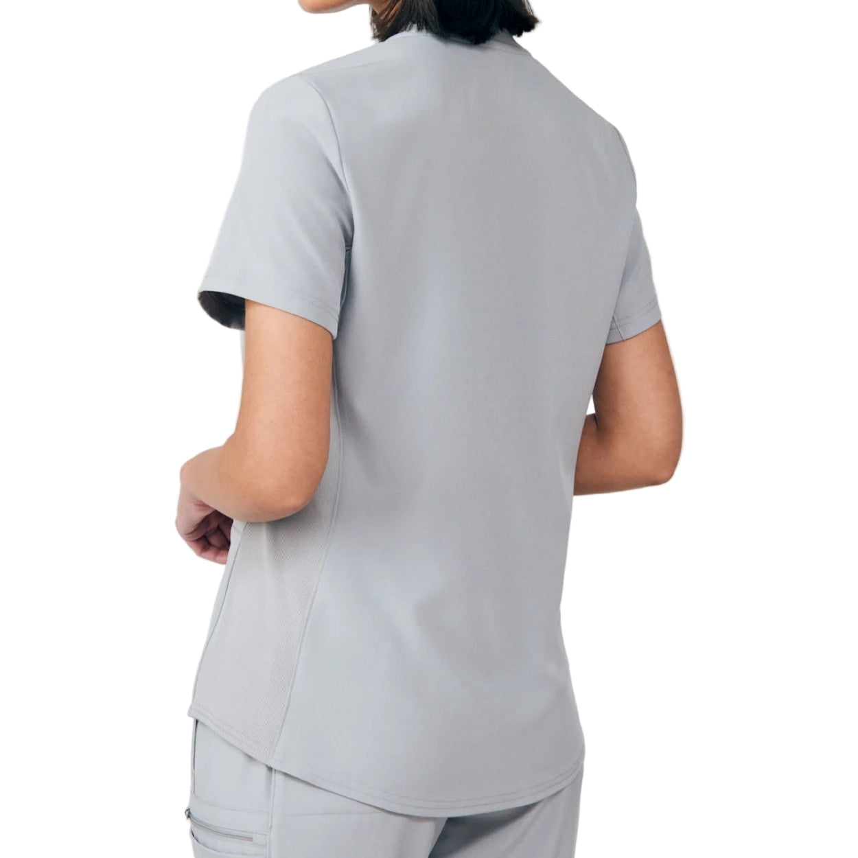 Grey scrub top on a white background