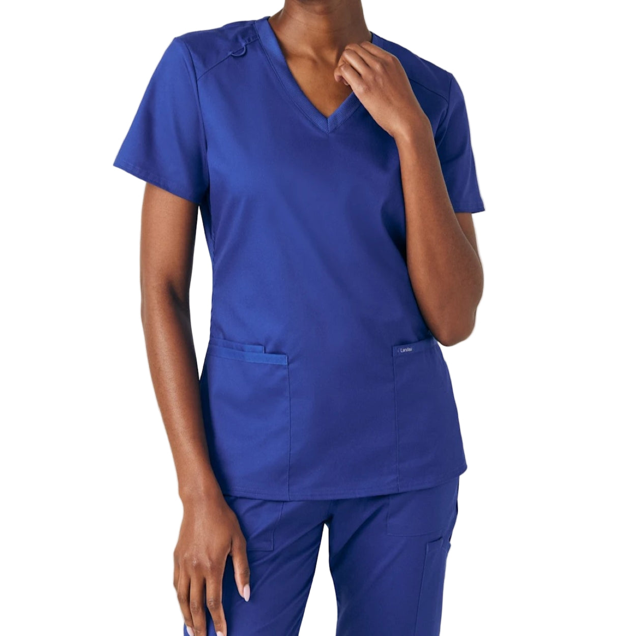 Galaxy scrub top on a white background