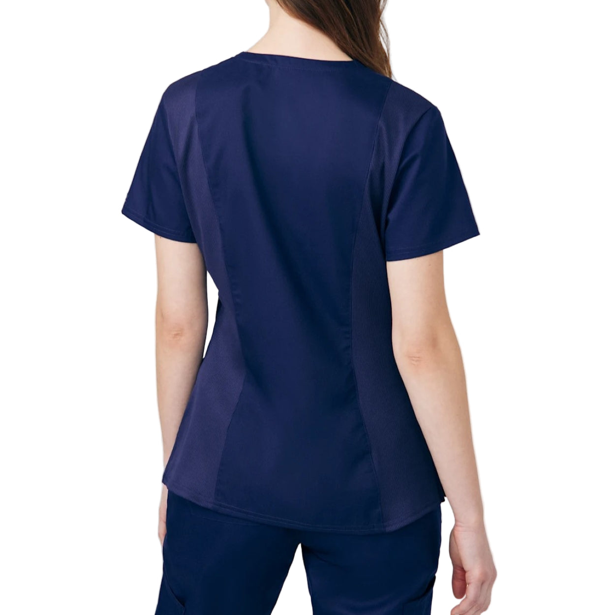 True navy scrub top on a white background