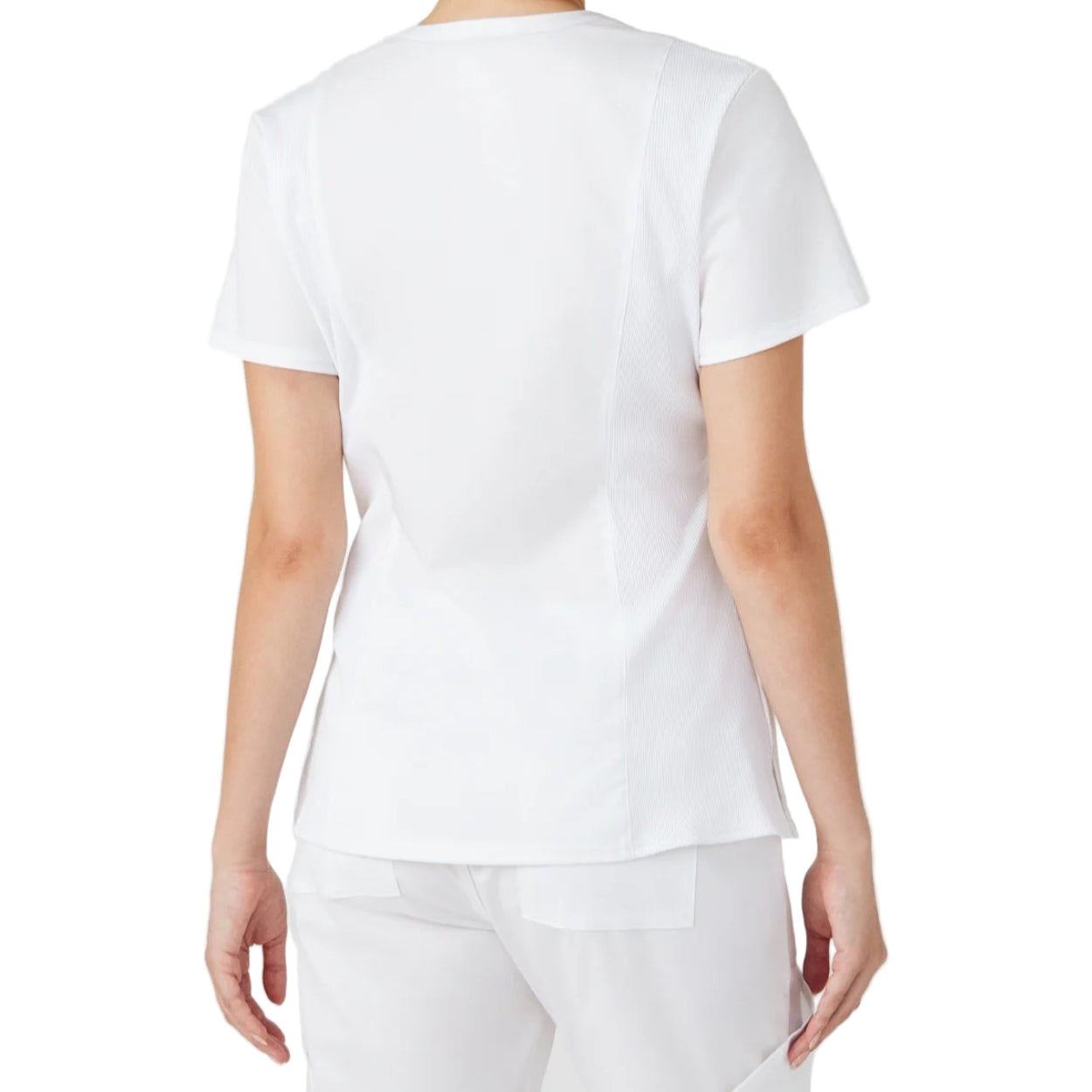 White scrub top on a white background