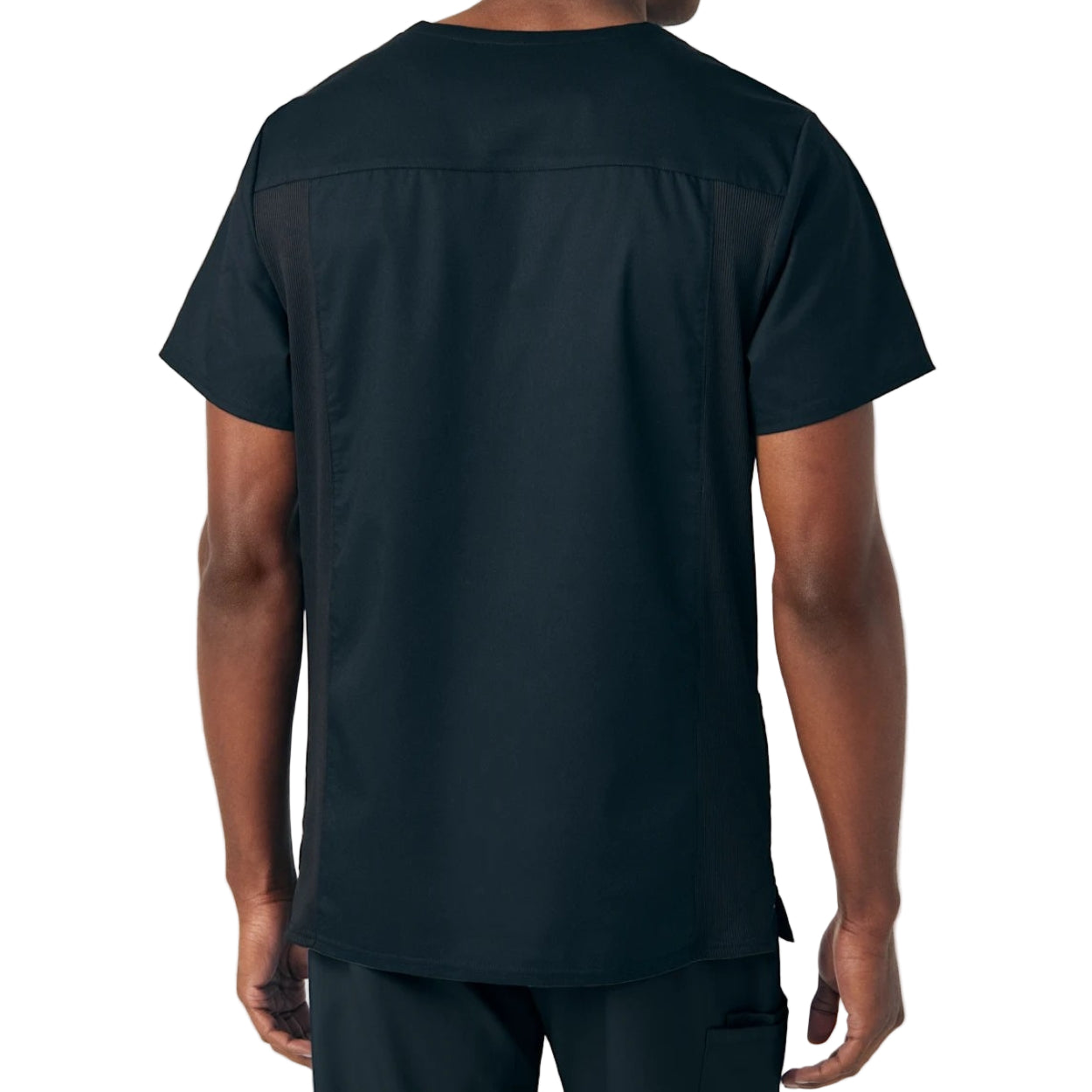 Black scrub top on a white background